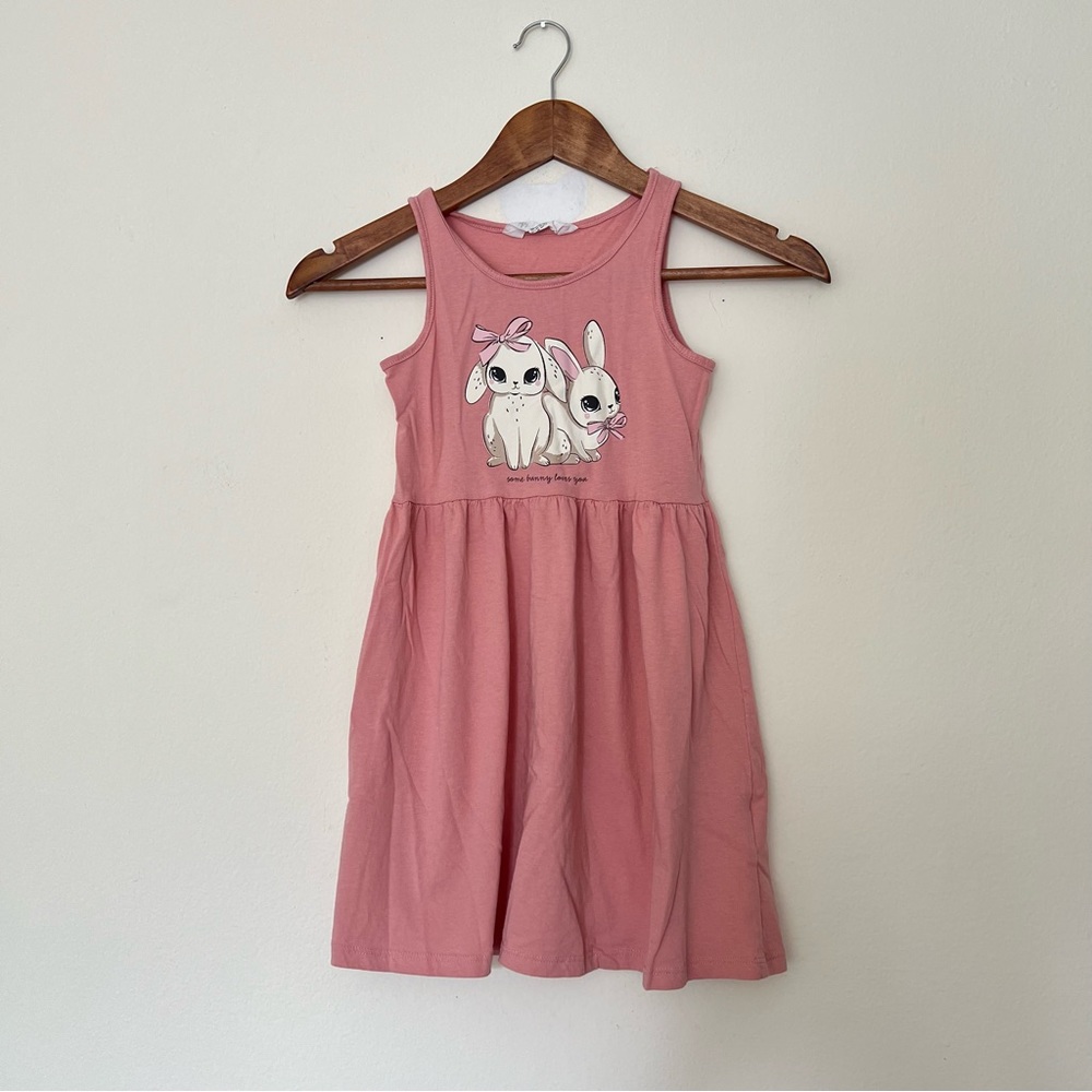 H&M Bunny Print Dusty Rose Sun Dress